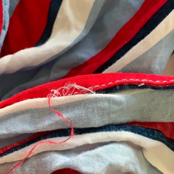 Windsor red, white, and light blue striped button up crop top - Picture 7 of 7